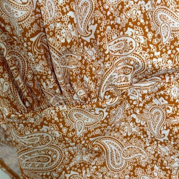 D & Co. Beach Womens 22W Orange Paisley Ruched Faux Wrap Adjust Strap Sw… - Picture 3 of 16